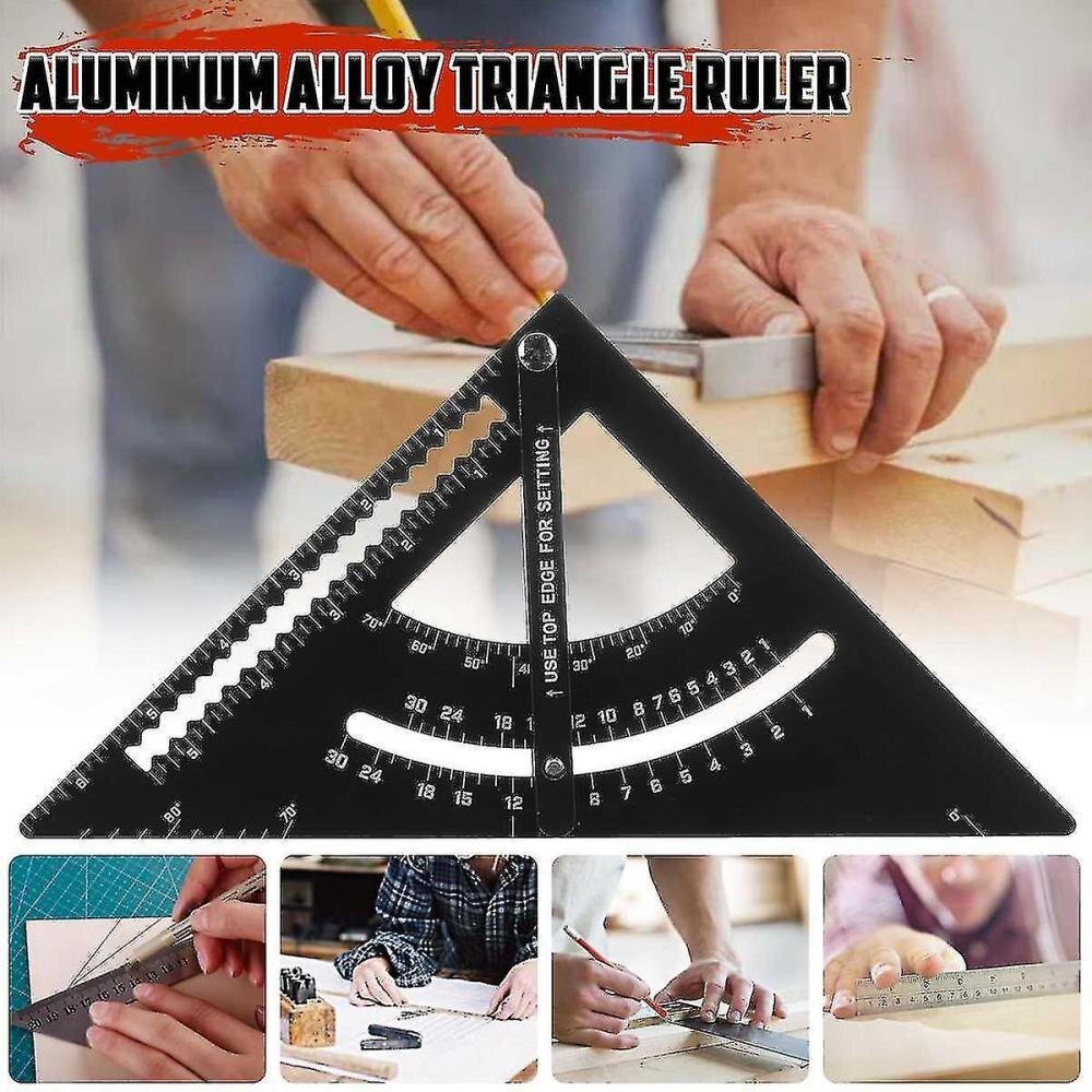 Ruler Alloy Triangular Measuring Ruler Square Tri Protractor Measuring